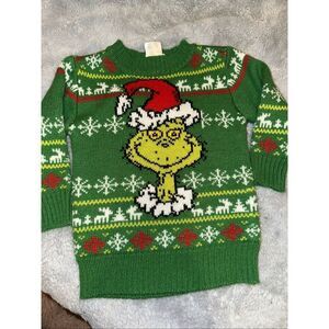 The Grinch Boys Toddler 2T Christmas Crewneck Sweater Red Green